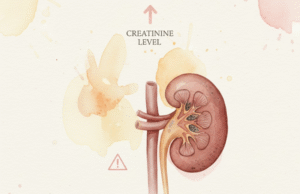 Exame de urina em aquarela mostrando presença de proteína e sangue